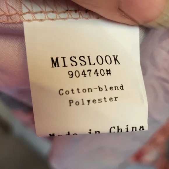 MISSLOOK Peach Floral Puff Sleeve V-Neck Tiered Ruffle Midi Dress - Size XL - Picture 6 of 7